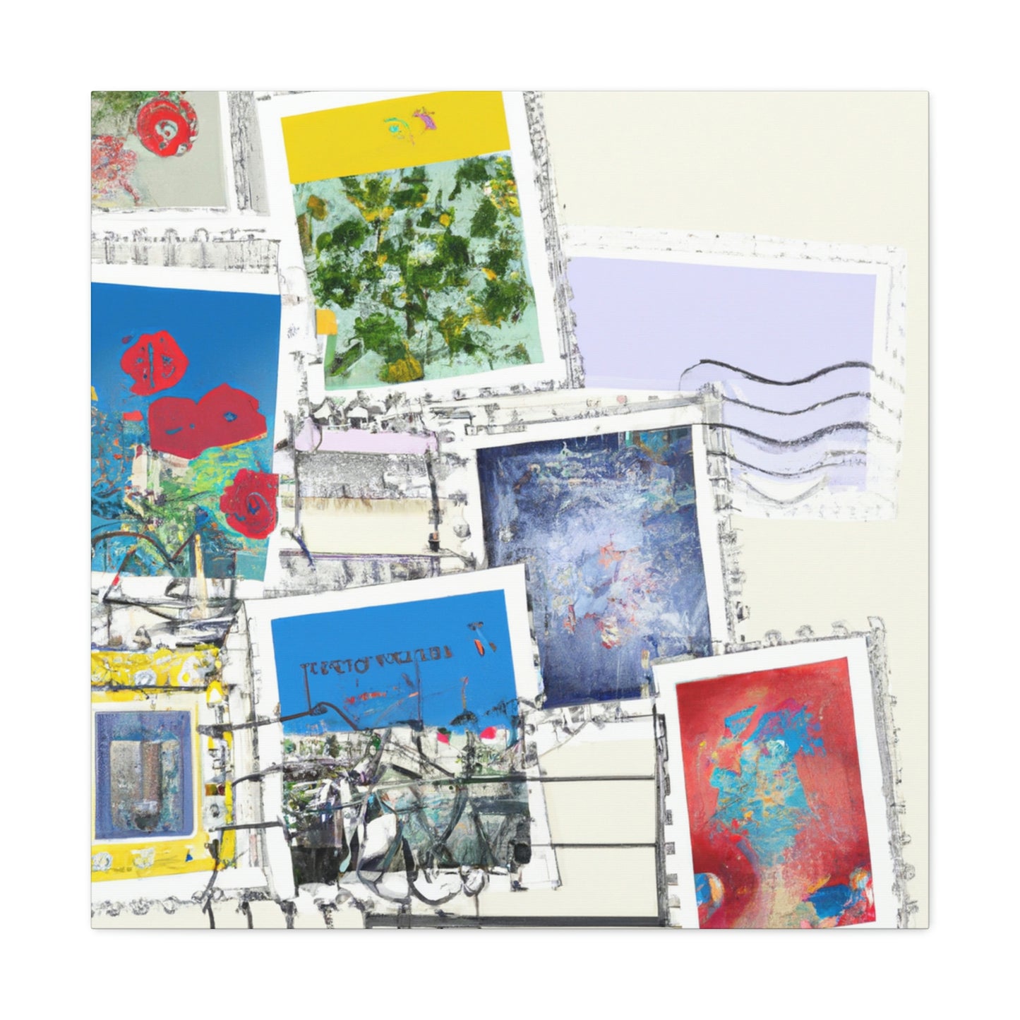 Global Villages Stamp Collection - Postage Stamp Collector Canvas Wall Art