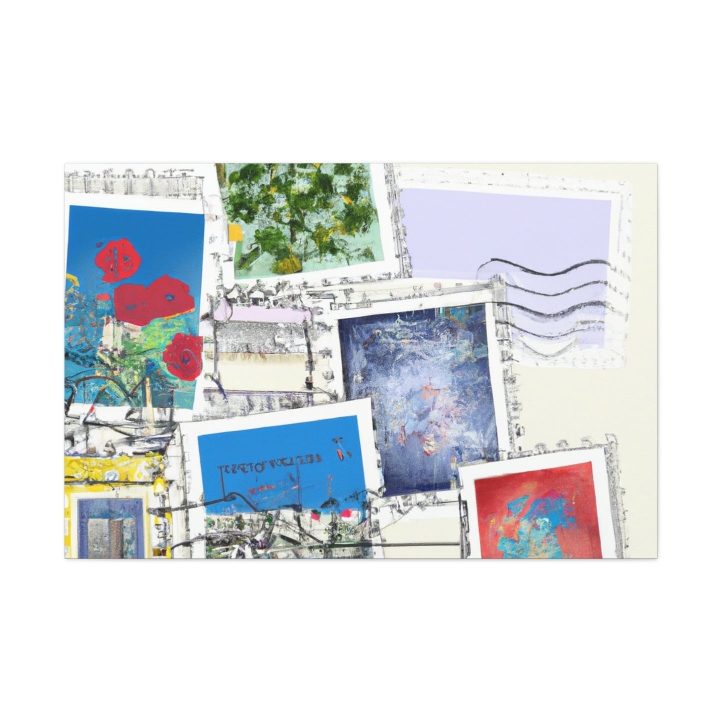 Global Villages Stamp Collection - Postage Stamp Collector Canvas Wall Art