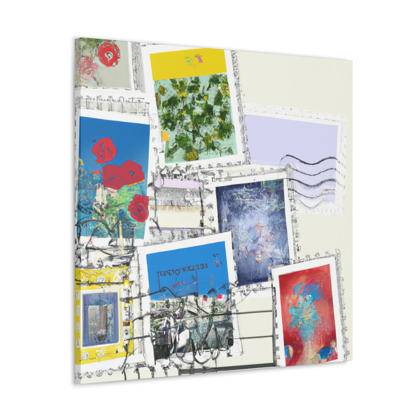 Global Villages Stamp Collection - Postage Stamp Collector Canvas Wall Art