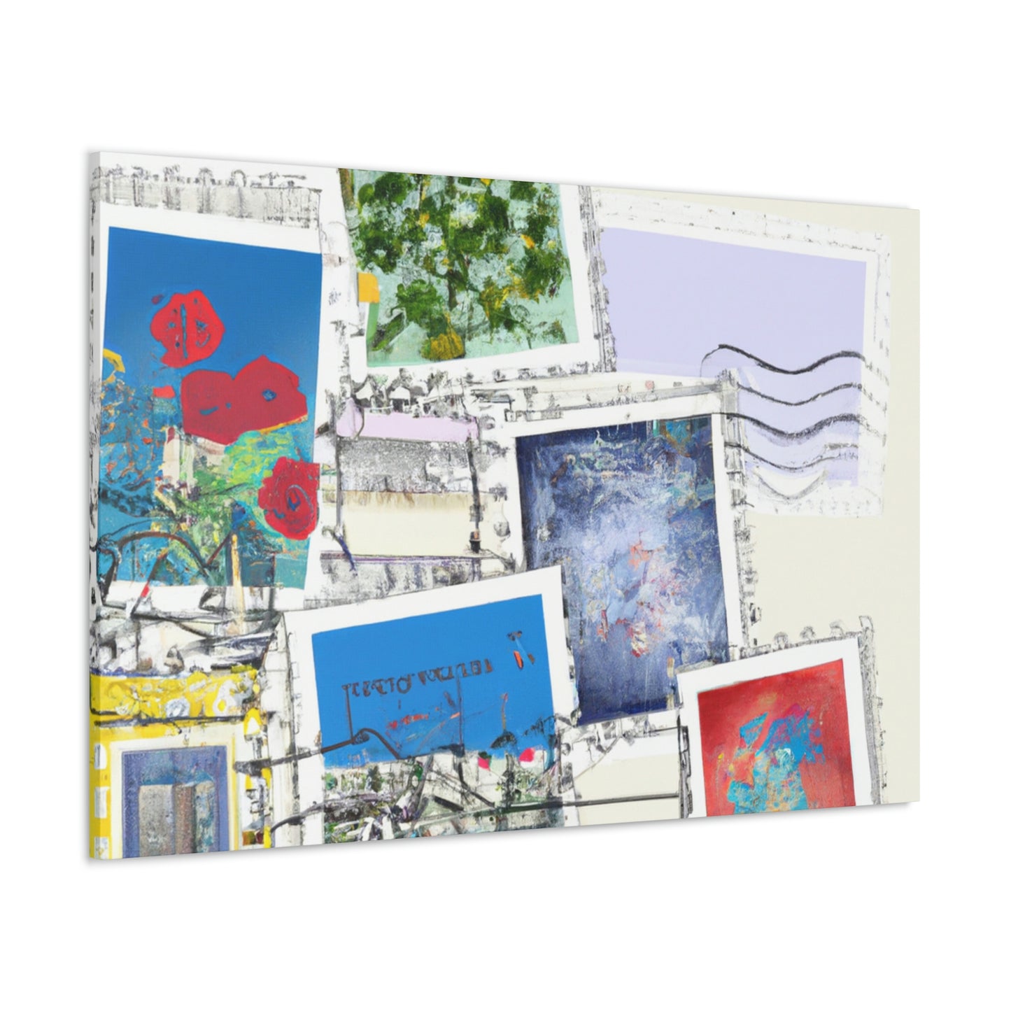 Global Villages Stamp Collection - Postage Stamp Collector Canvas Wall Art