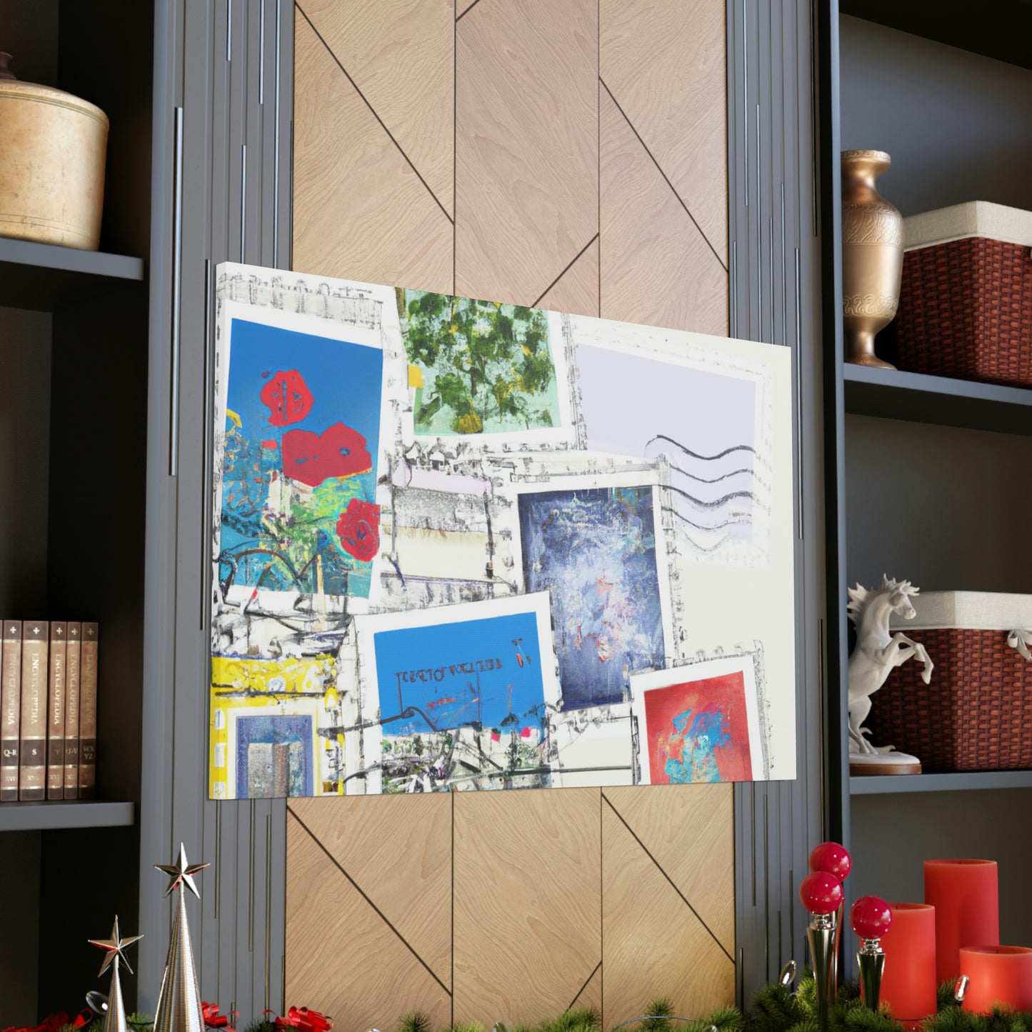 Global Villages Stamp Collection - Postage Stamp Collector Canvas Wall Art