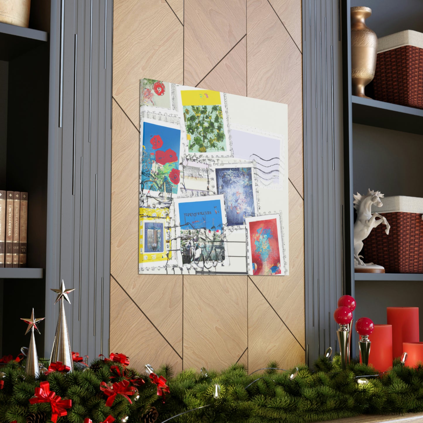 Global Villages Stamp Collection - Postage Stamp Collector Canvas Wall Art