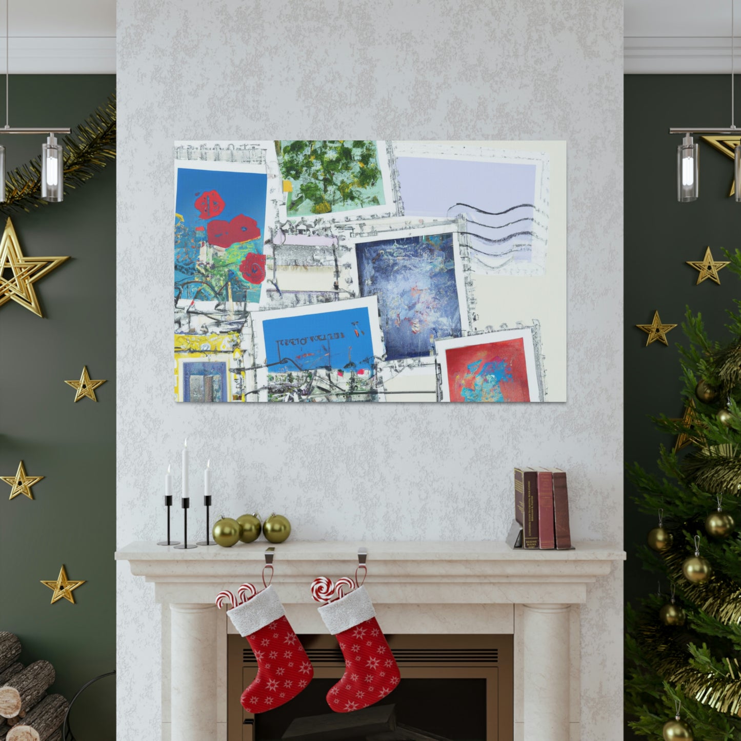 Global Villages Stamp Collection - Postage Stamp Collector Canvas Wall Art