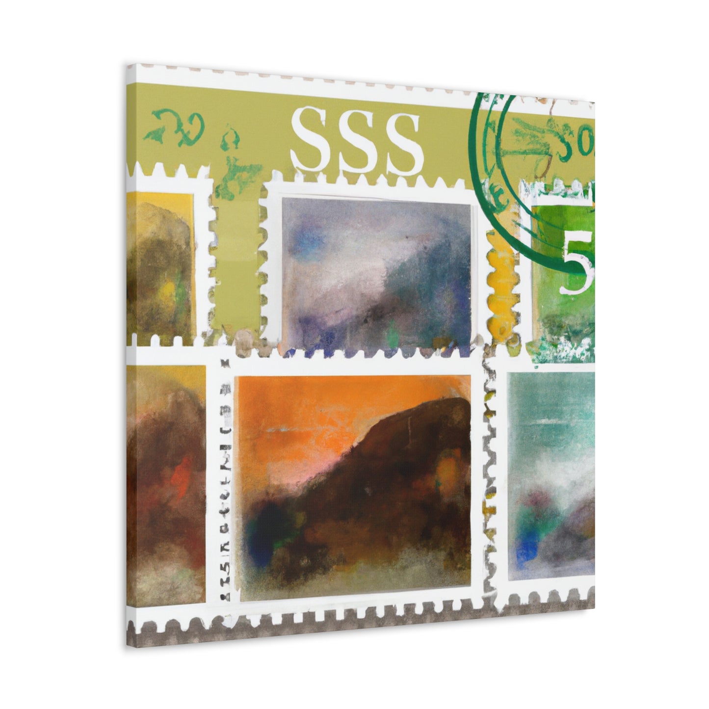 "A World of Wanderlust" - Postage Stamp Collector Canvas Wall Art