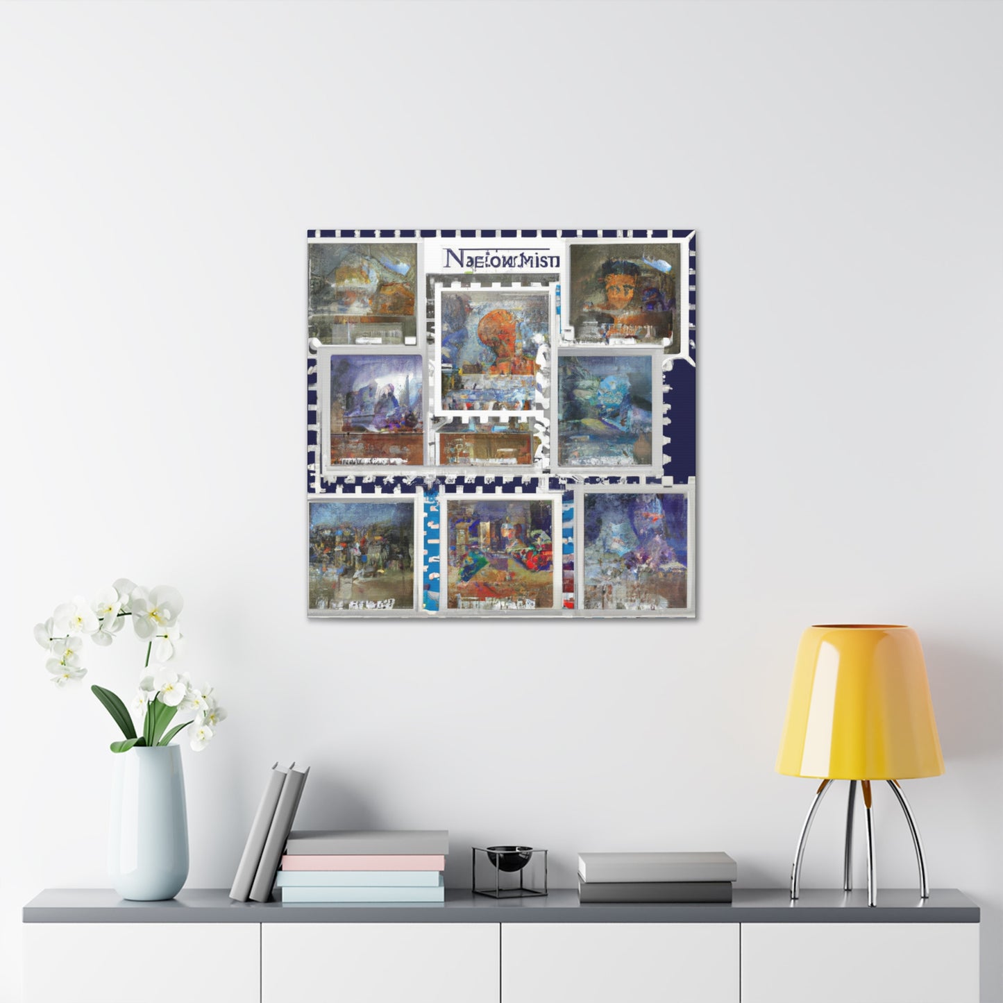 Global Trip Stamps - Postage Stamp Collector Canvas Wall Art