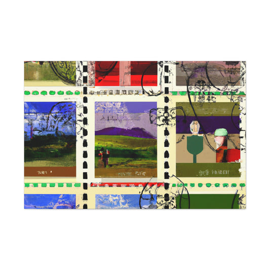 "Friendship Through Postal Stamps" - Postage Stamp Collector Canvas Wall Art