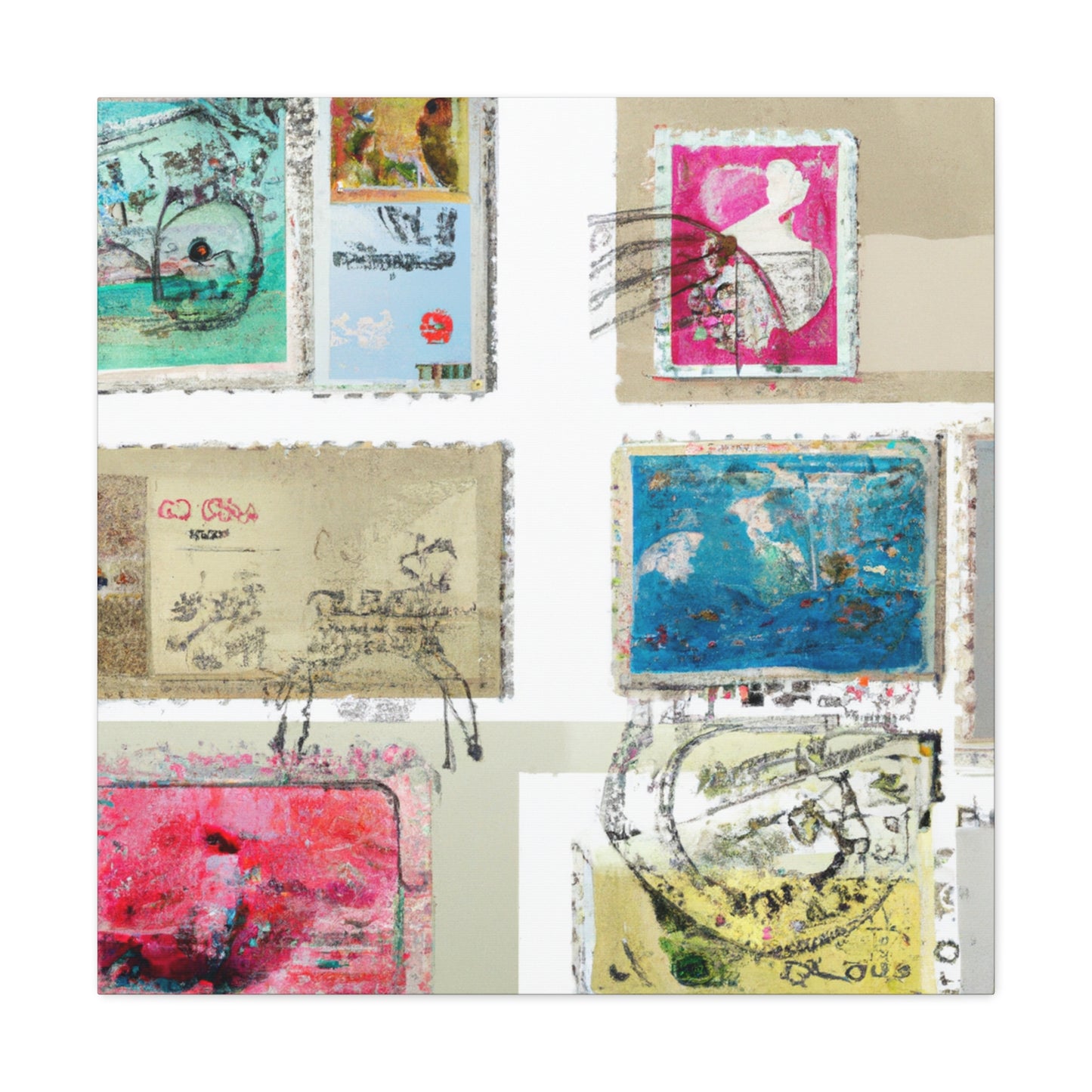 Global Treasures Stamps - Postage Stamp Collector Canvas Wall Art