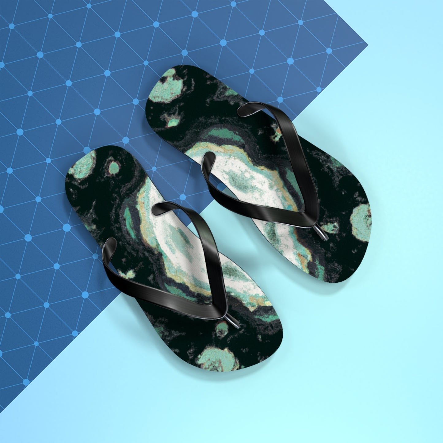 Abraham Leathercraft - Psychedelic Trippy Flip Flop Beach Sandals