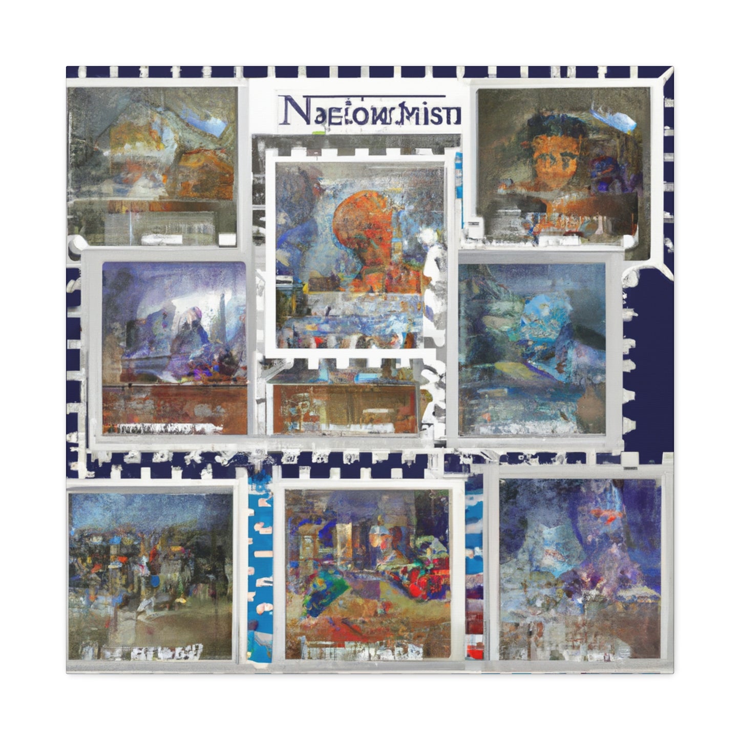 Global Trip Stamps - Postage Stamp Collector Canvas Wall Art