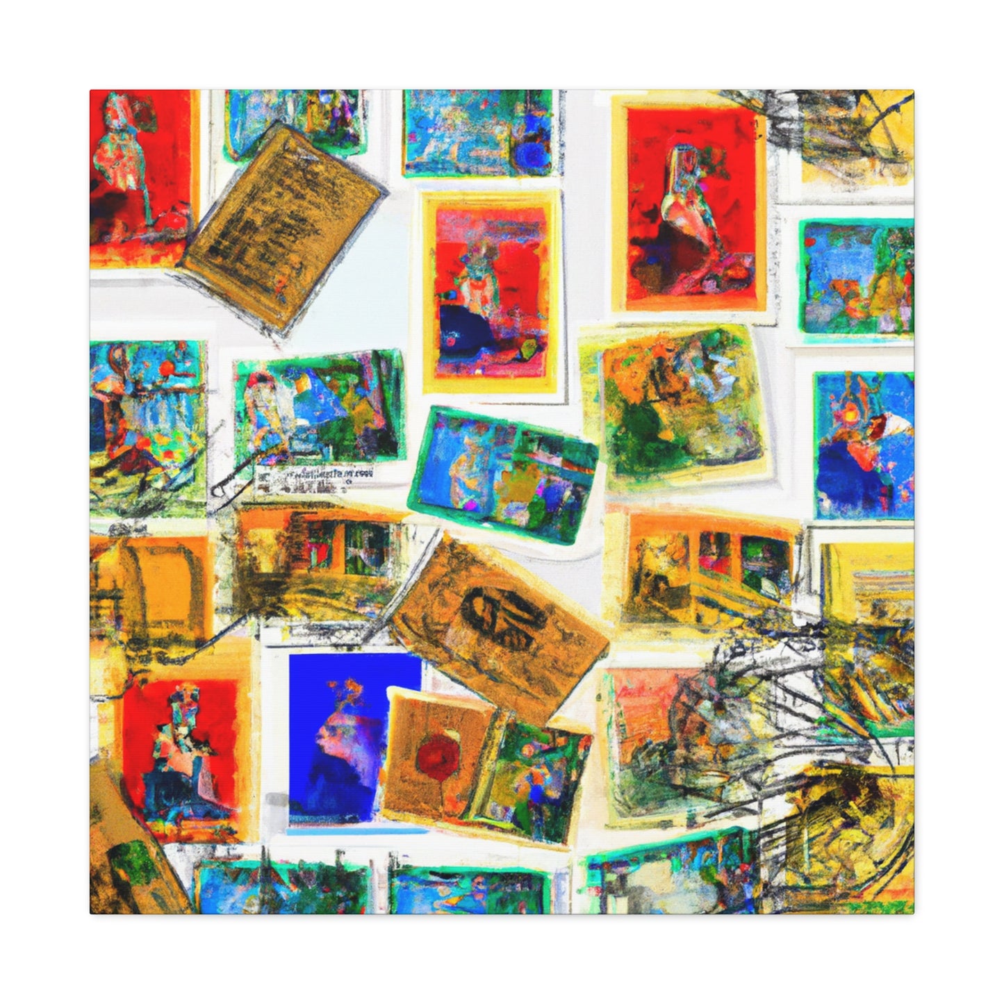 "Cultural Passages" - Postage Stamp Collector Canvas Wall Art