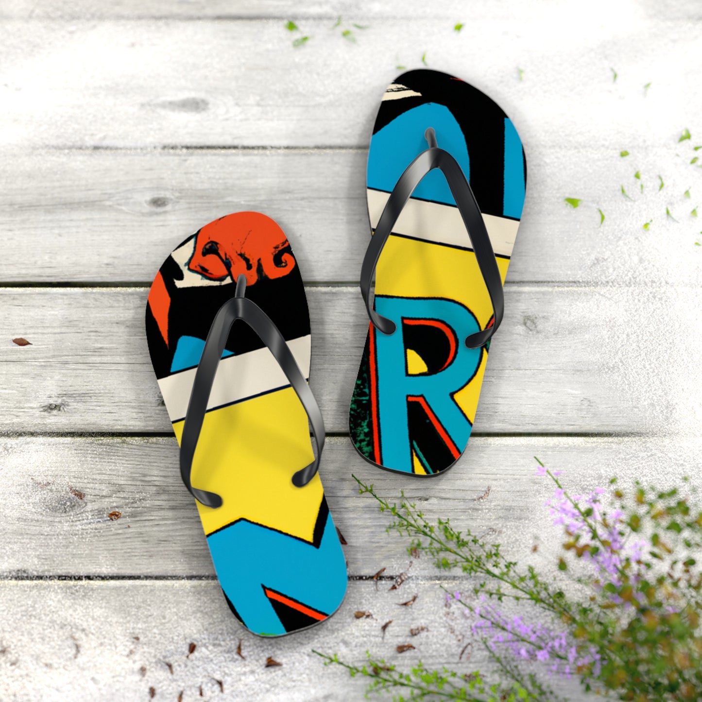 Mighty Manfred the Muscle-Bound - Comics Collector Flip Flop Beach Sandals