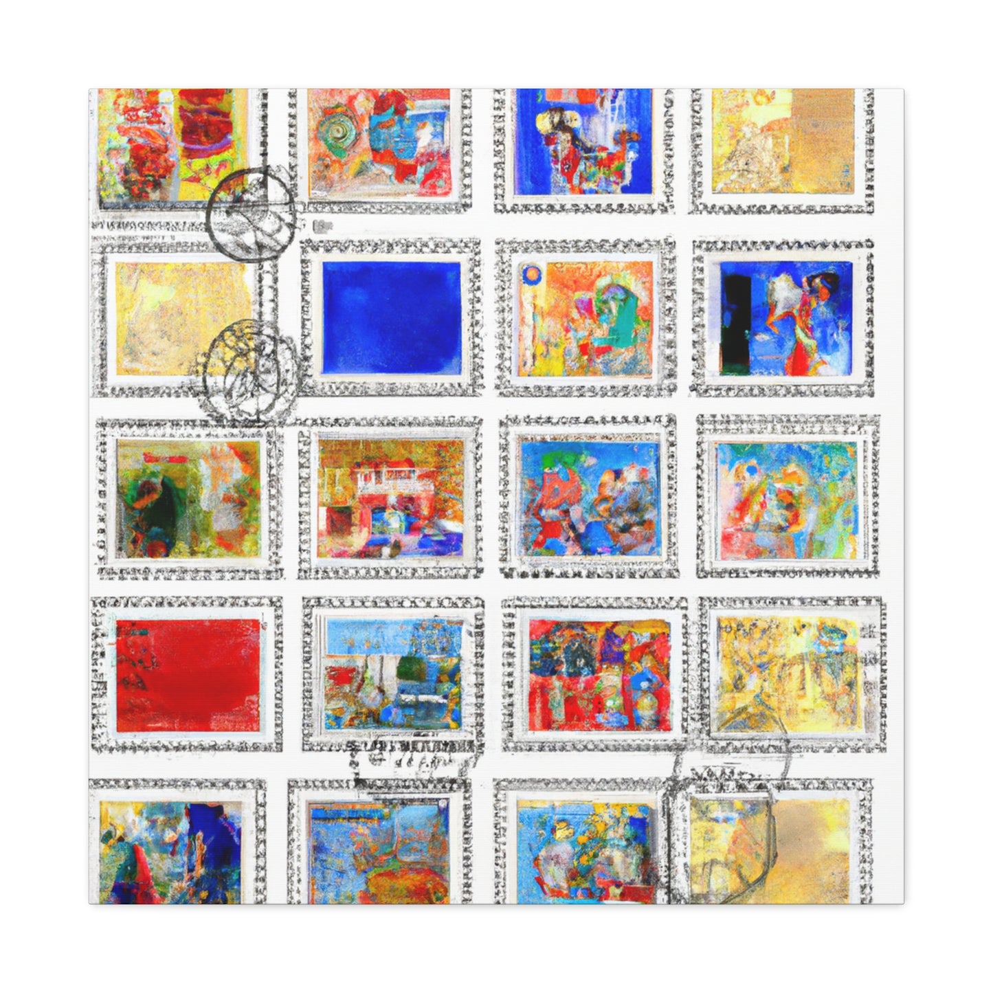 Global stamp collection: Voyageurs Around the World. - Postage Stamp Collector Canvas Wall Art