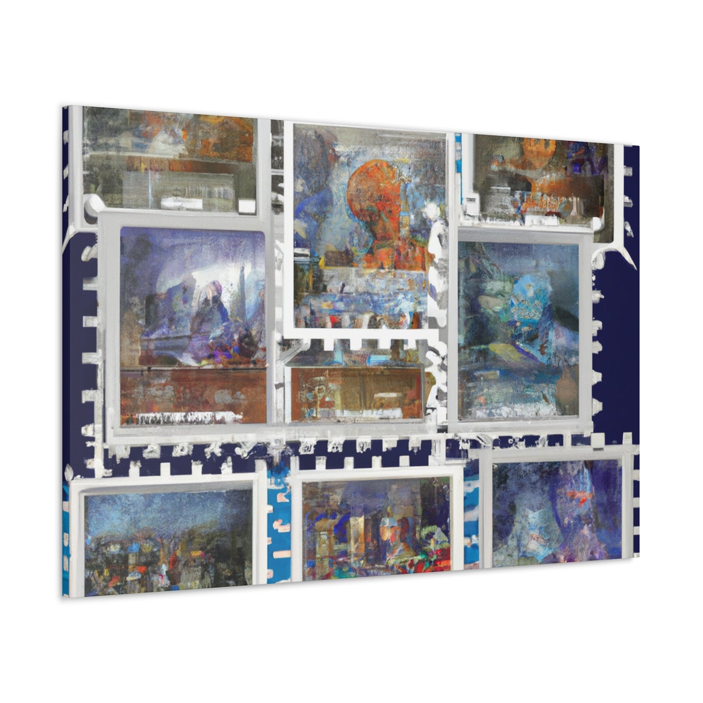 Global Trip Stamps - Postage Stamp Collector Canvas Wall Art