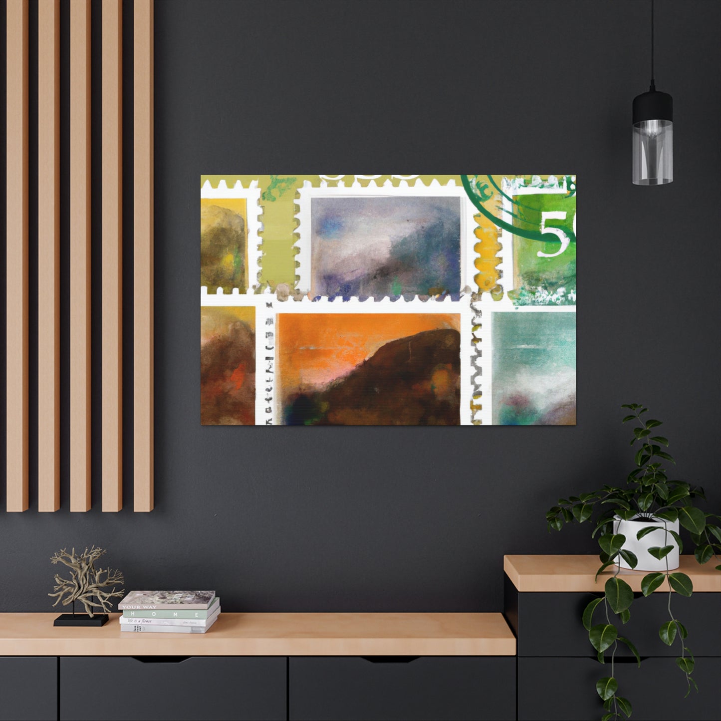 "A World of Wanderlust" - Postage Stamp Collector Canvas Wall Art