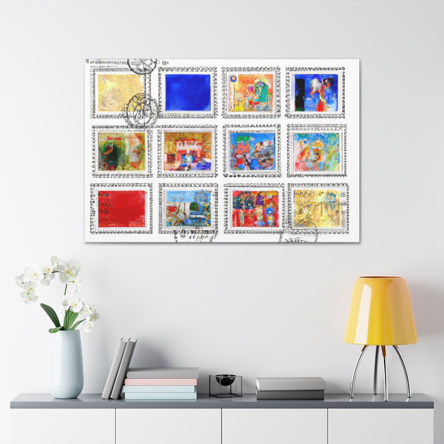 Global stamp collection: Voyageurs Around the World. - Postage Stamp Collector Canvas Wall Art