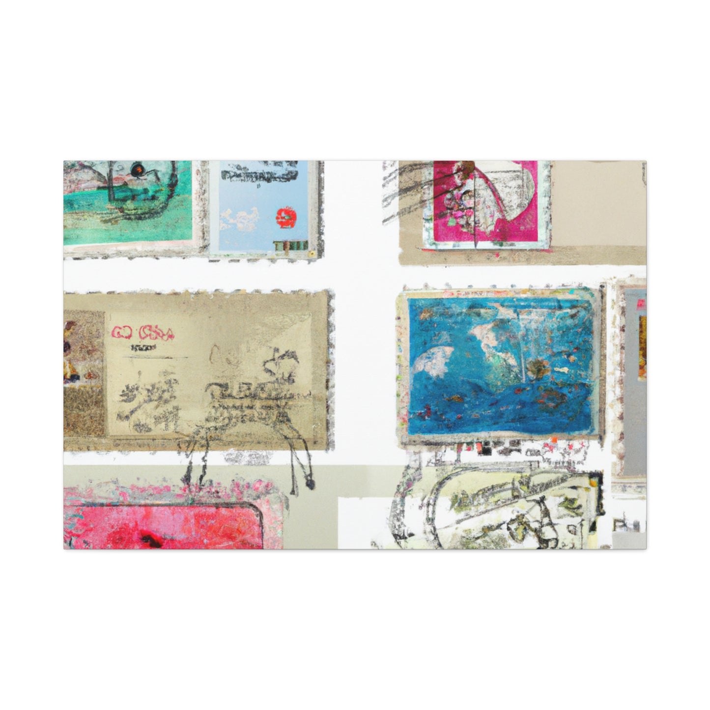 Global Treasures Stamps - Postage Stamp Collector Canvas Wall Art