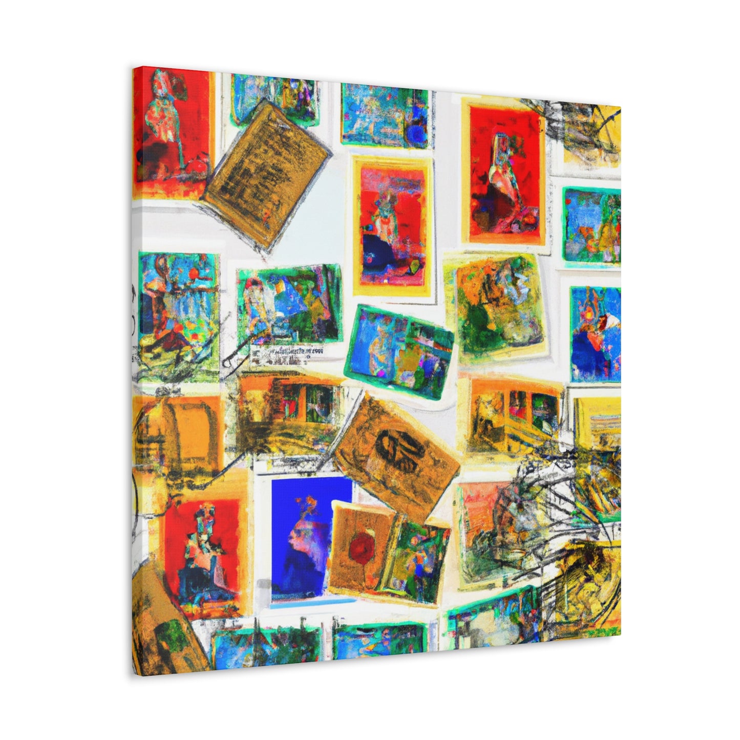 "Cultural Passages" - Postage Stamp Collector Canvas Wall Art