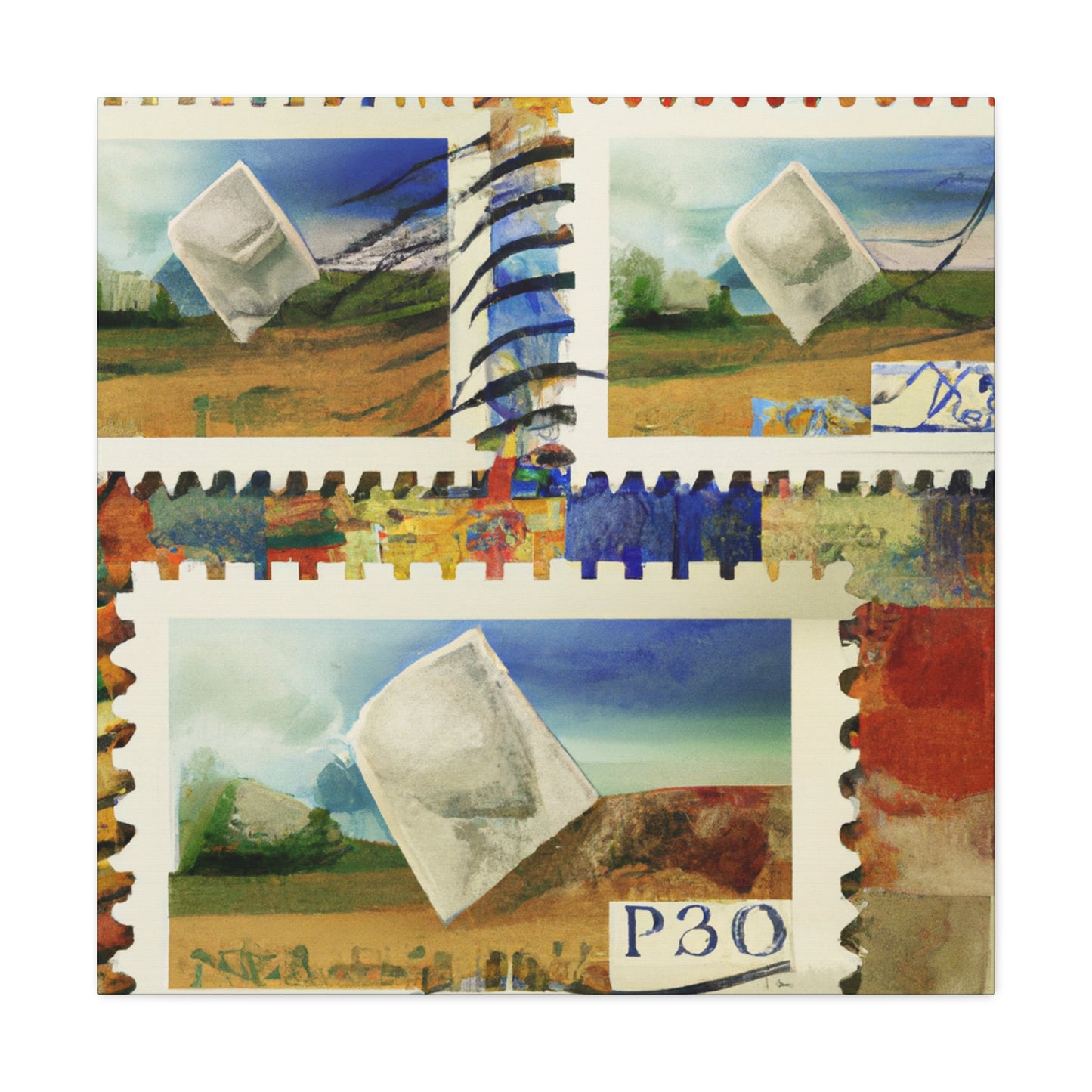 "Global Wonders" - Postage Stamp Collector Canvas Wall Art