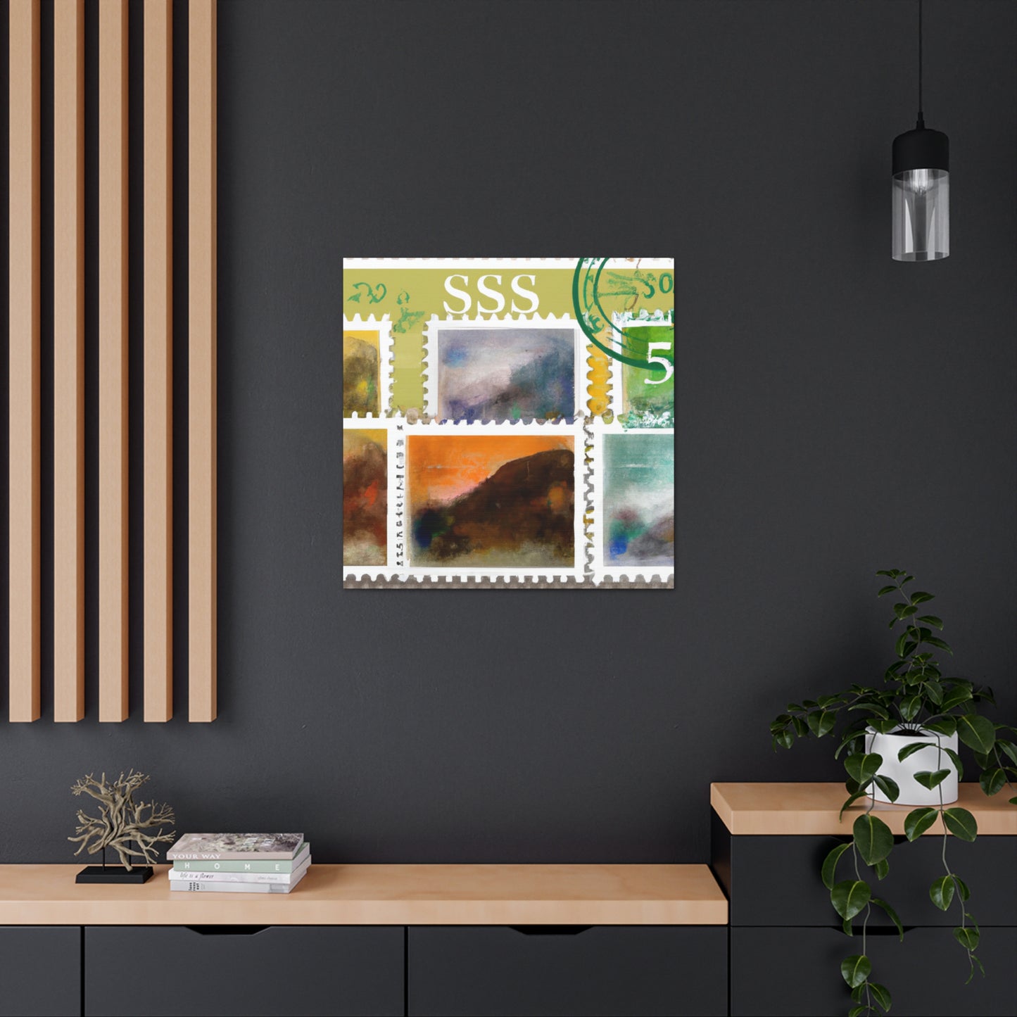 "A World of Wanderlust" - Postage Stamp Collector Canvas Wall Art