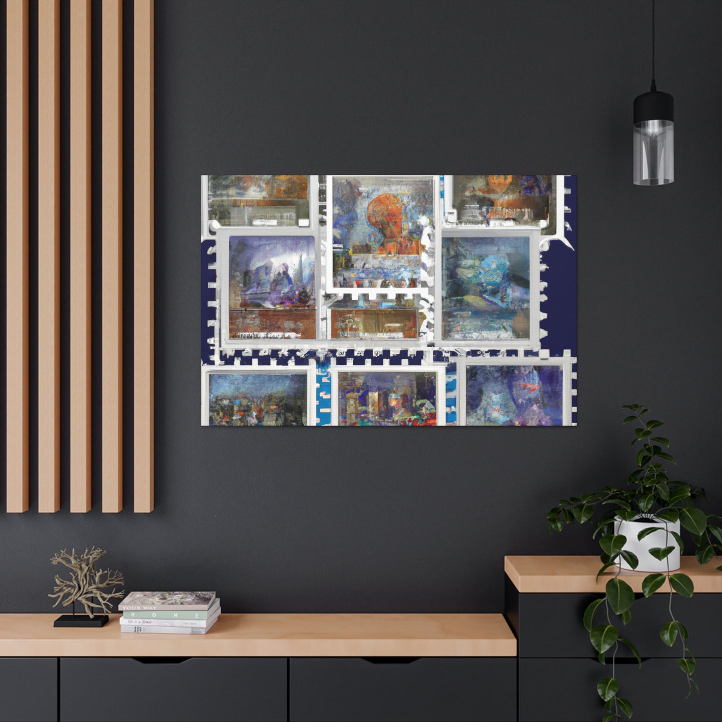 Global Trip Stamps - Postage Stamp Collector Canvas Wall Art