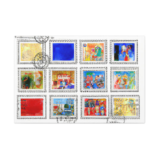 Global stamp collection: Voyageurs Around the World. - Postage Stamp Collector Canvas Wall Art