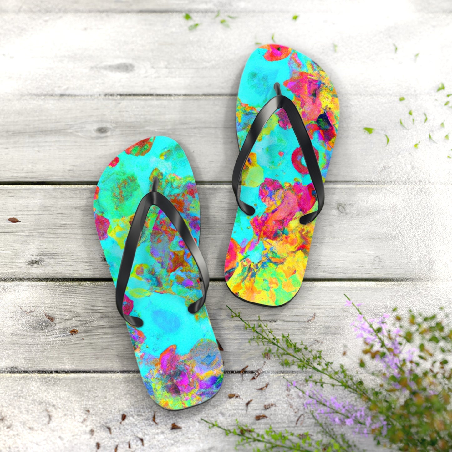 Hiram Clifton, Cobbler. - Psychedelic Trippy Flip Flop Beach Sandals