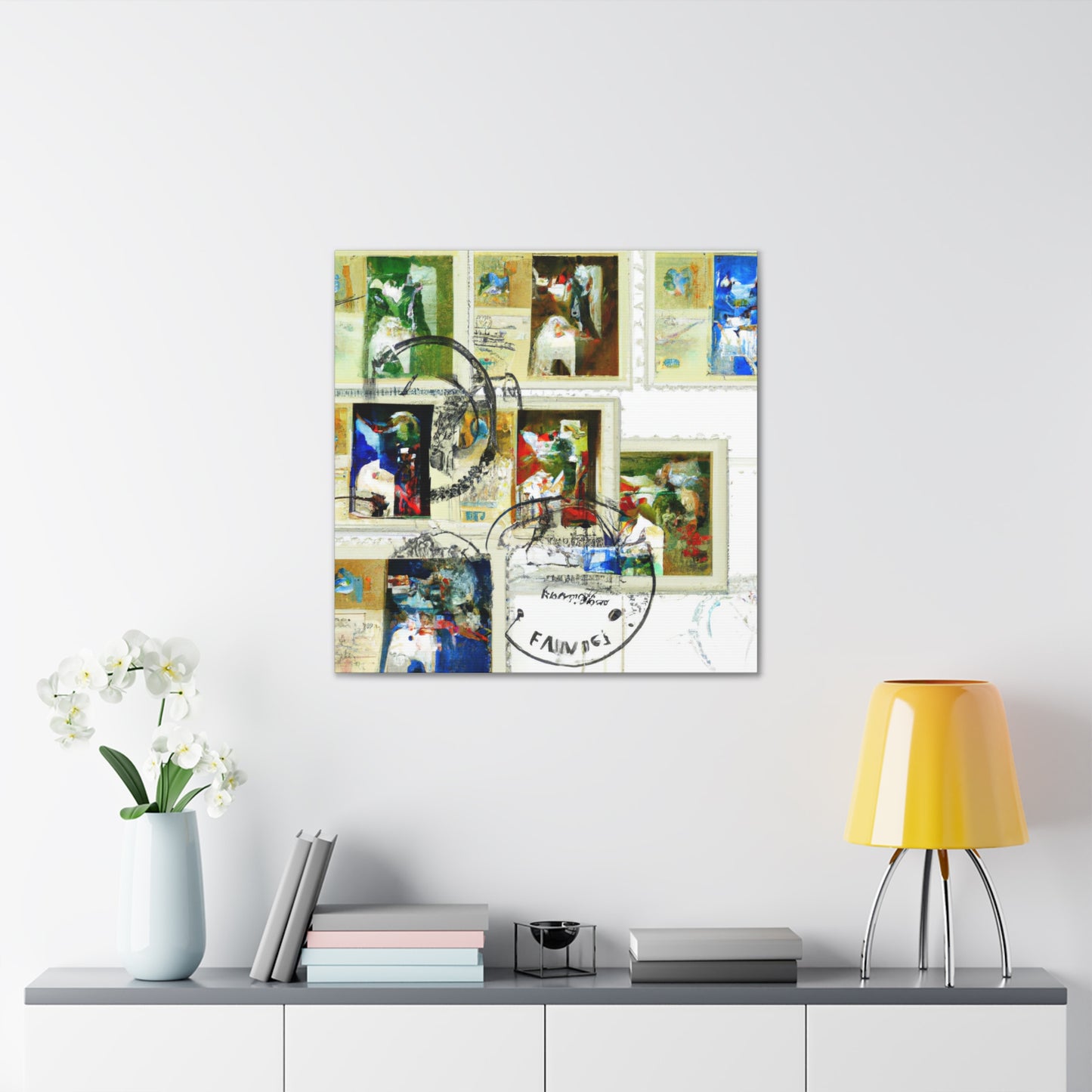 "Famous Landmarks Around the Globe" - Postage Stamp Collector Canvas Wall Art