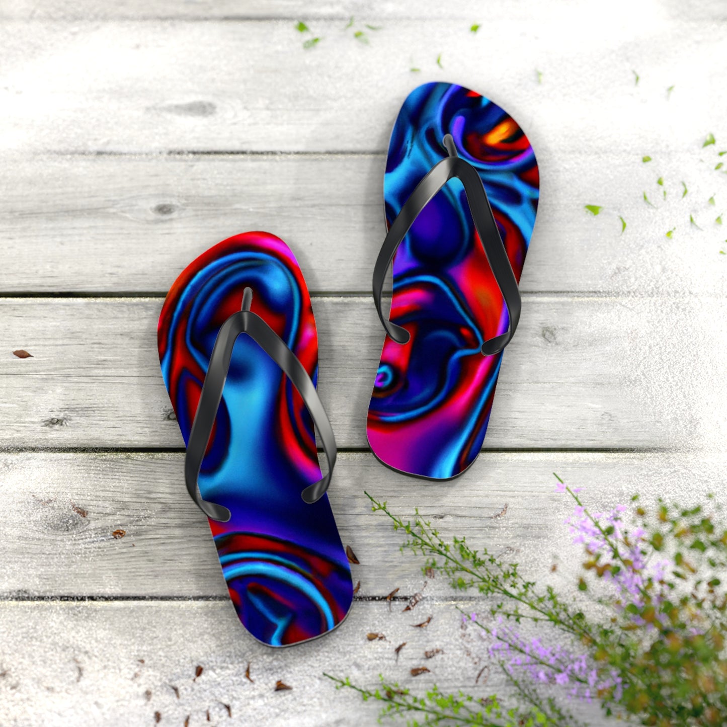 Sarah's Shoe Store - Psychedelic Trippy Flip Flop Beach Sandals