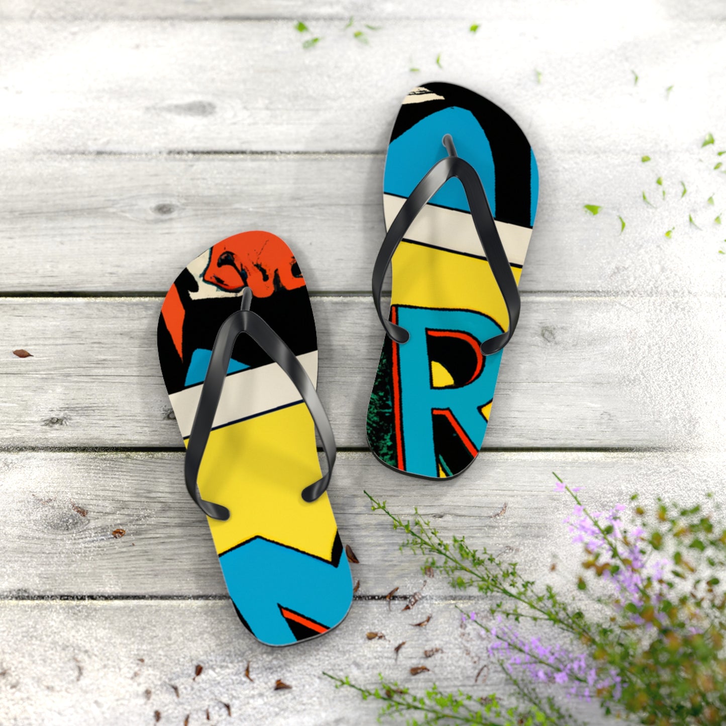 Mighty Manfred the Muscle-Bound - Comics Collector Flip Flop Beach Sandals