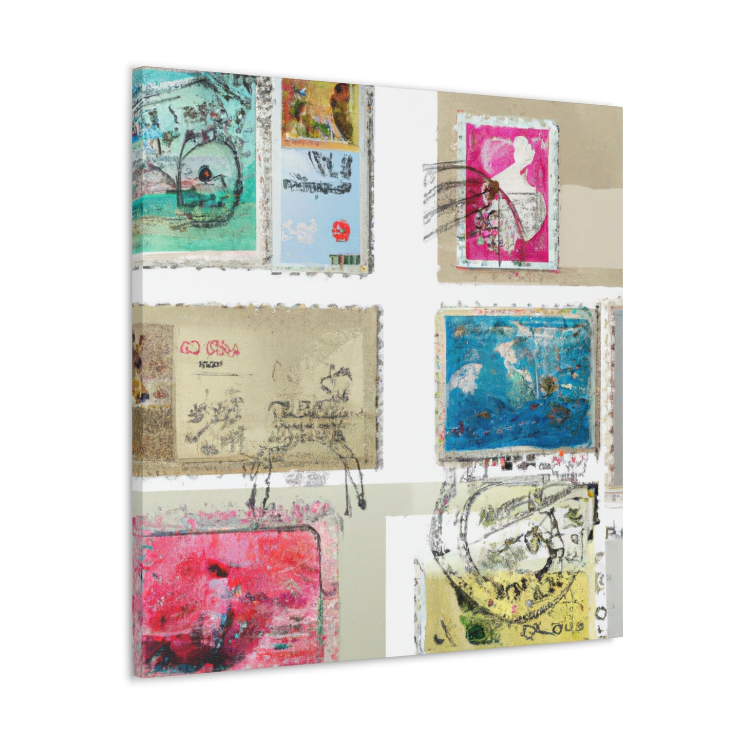 Global Treasures Stamps - Postage Stamp Collector Canvas Wall Art