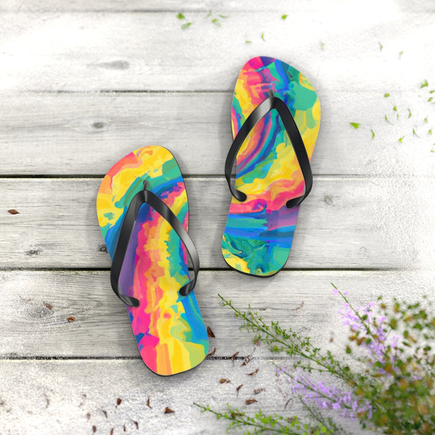 Agatha Brownridge Shoemaker - Psychedelic Trippy Flip Flop Beach Sandals