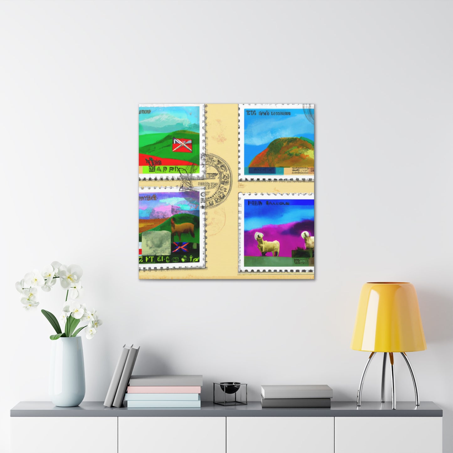 "Global Cultural Landmarks Stamps" - Postage Stamp Collector Canvas Wall Art