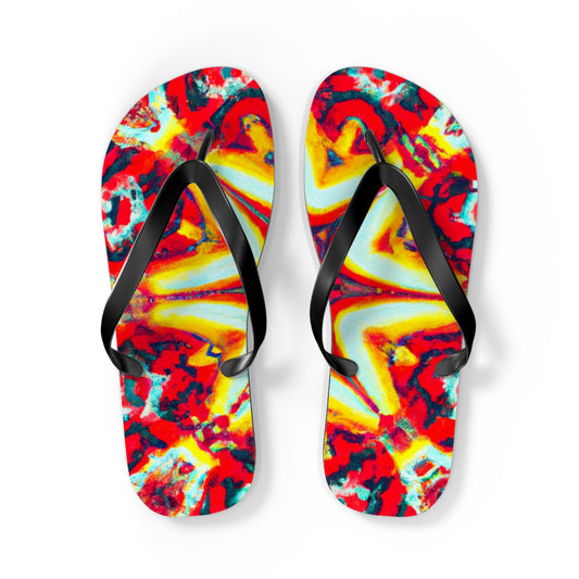 Marie Beauregard Leathercraft. - Psychedelic Trippy Flip Flop Beach Sandals