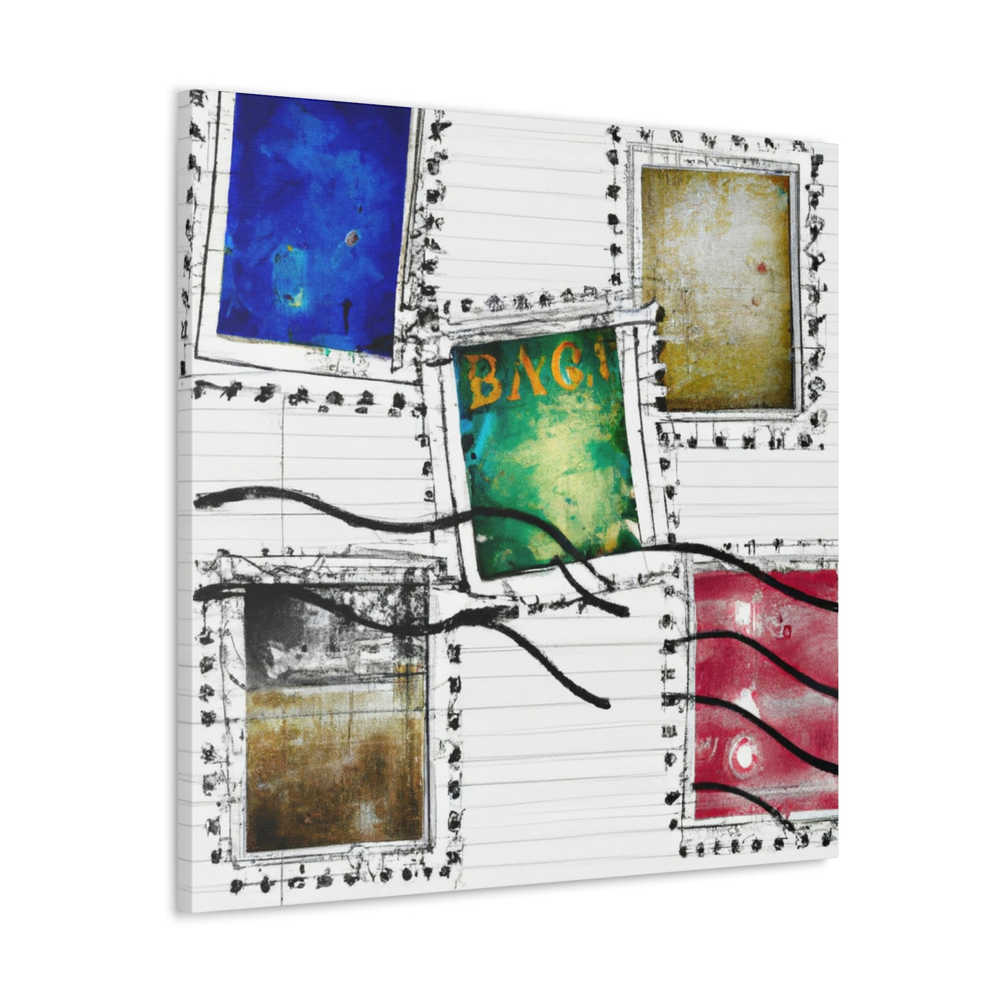 "Global Destination Stamps" - Postage Stamp Collector Canvas Wall Art