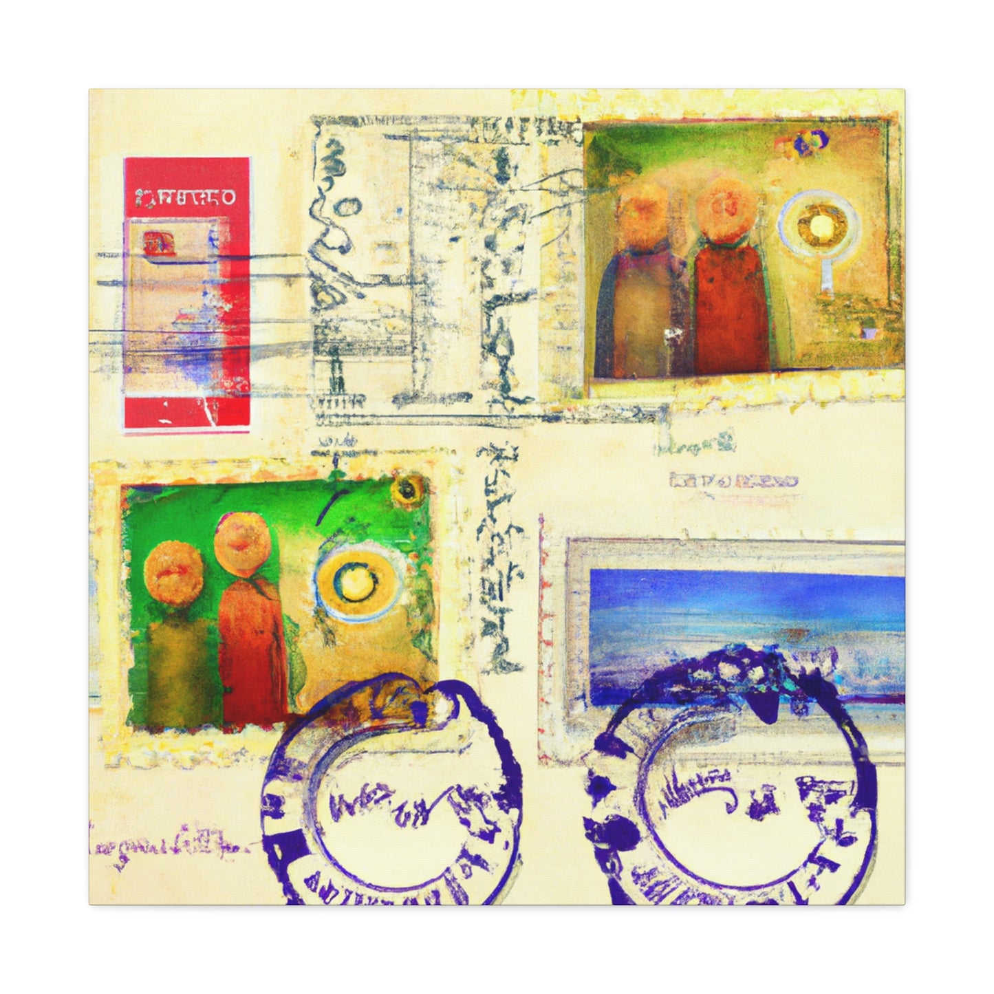 Global Echoes Stamps - Postage Stamp Collector Canvas Wall Art