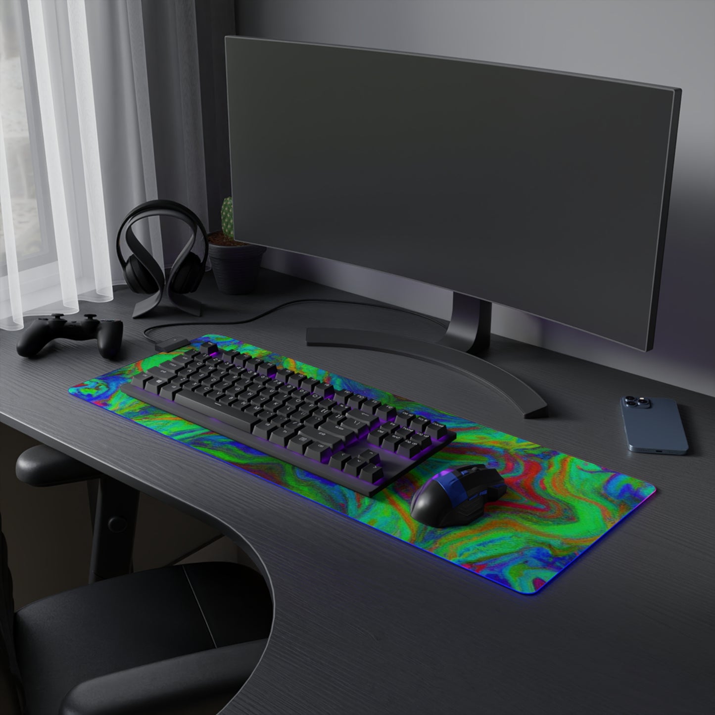 Captain Astrocarde - Psychedelic Trippy LED Light Up Gaming Mouse Pad