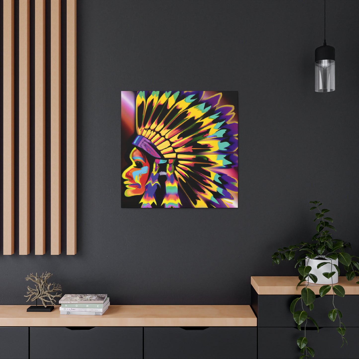 Big Chief Running Deer. - Native American Indian Canvas Wall Art