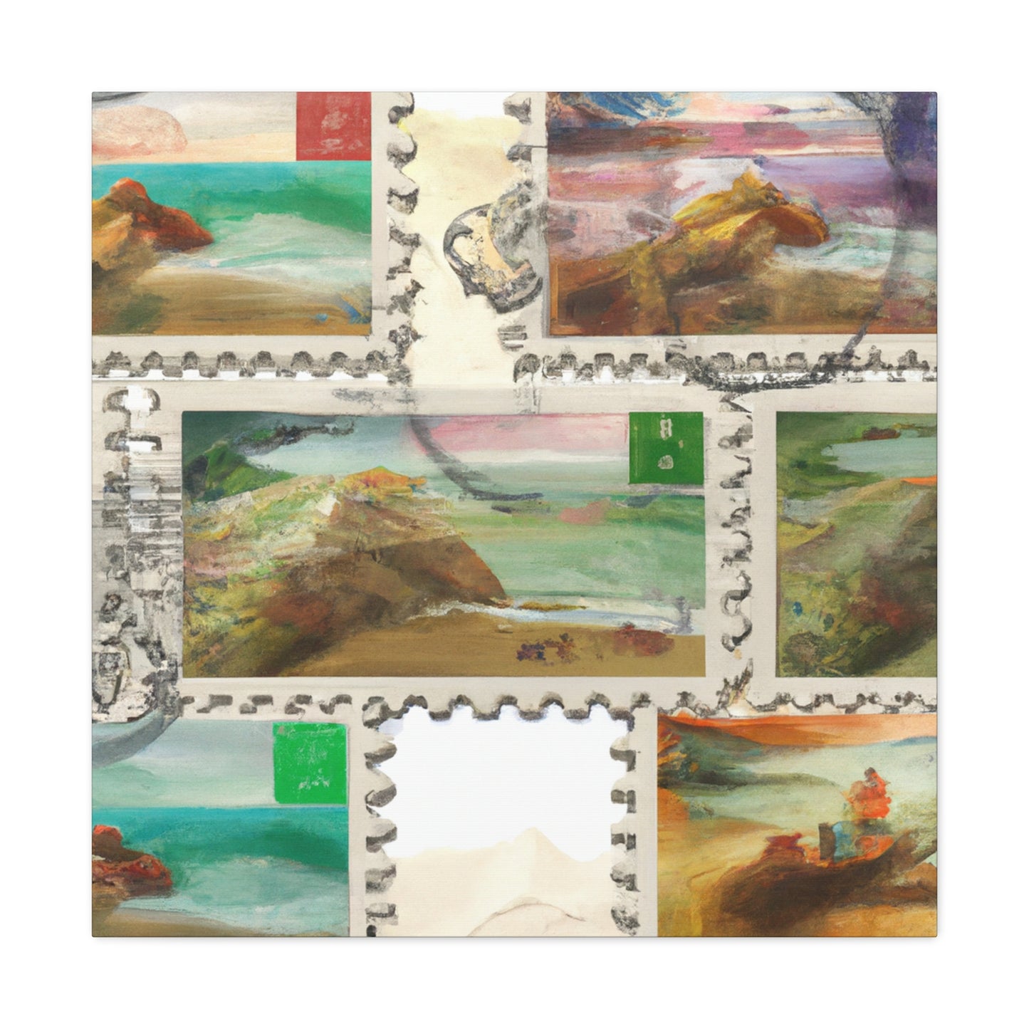 'International Postage' or 'Global Stamp Collection'. - Postage Stamp Collector Canvas Wall Art