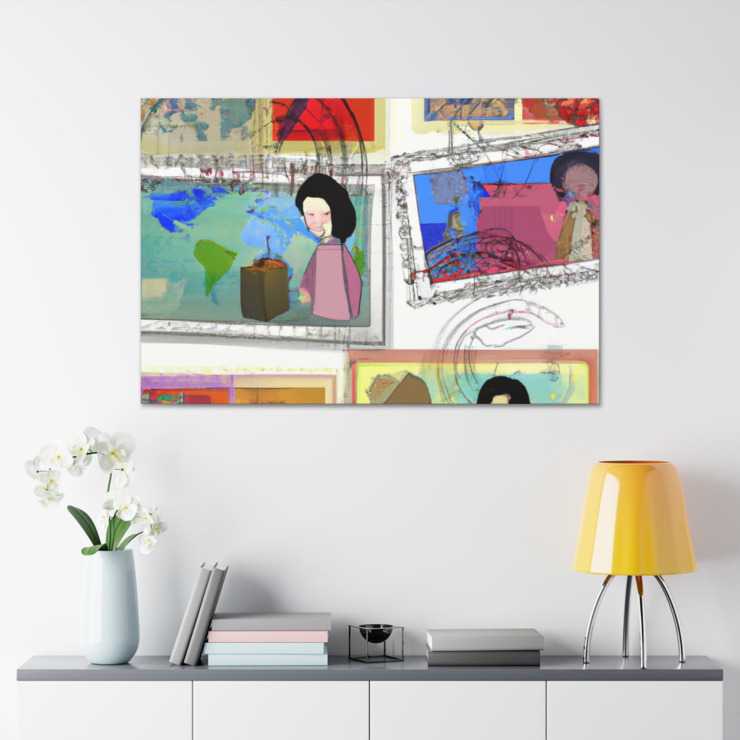 Celebrating Global Cultures: A Journey Through Stamps - Postage Stamp Collector Canvas Wall Art