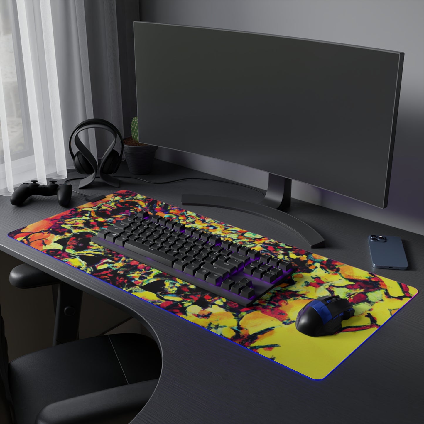 Radiant Rocket Rita - Psychedelic Trippy LED Light Up Gaming Mouse Pad