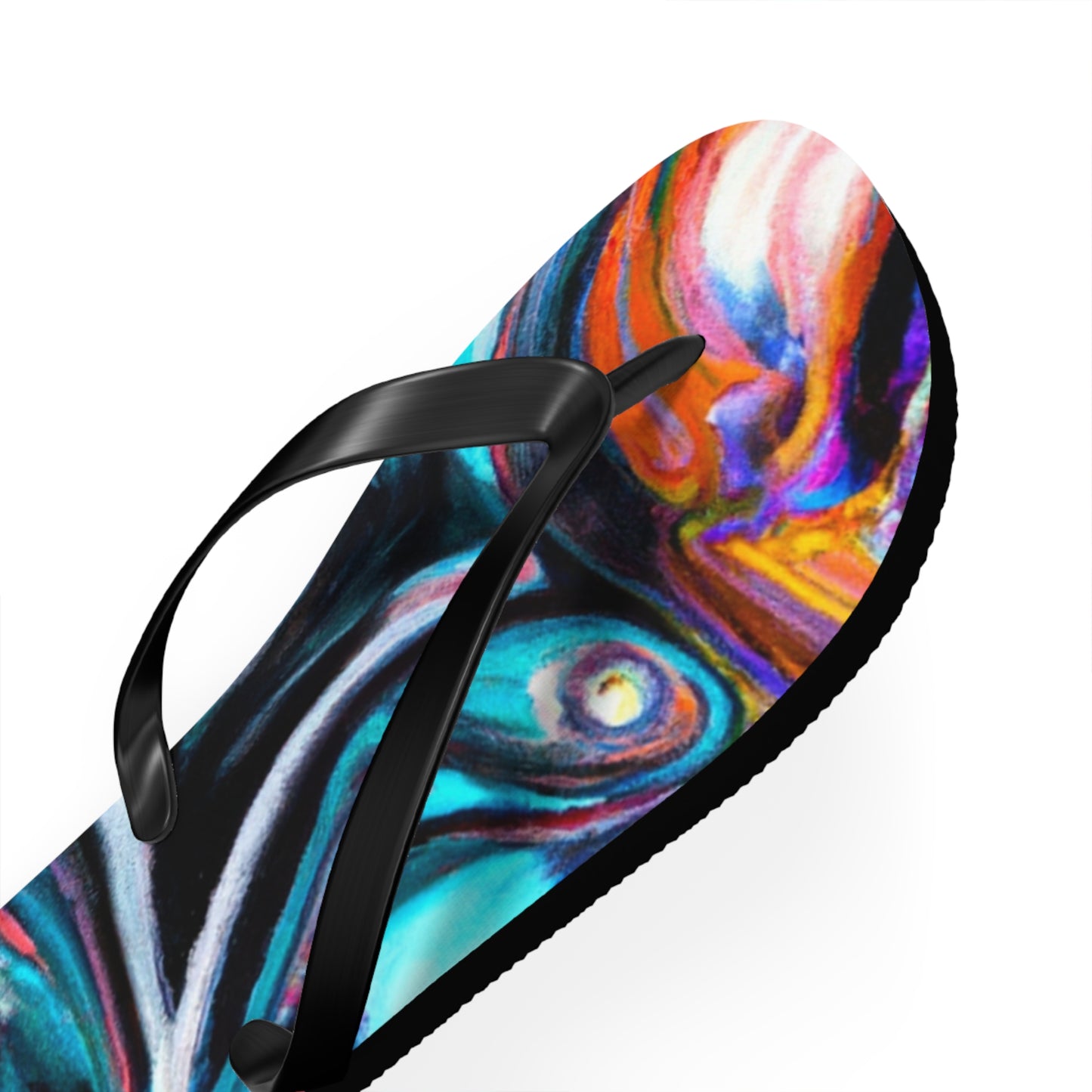 :

Helen Miller, Shoemaker. - Psychedelic Trippy Flip Flop Beach Sandals