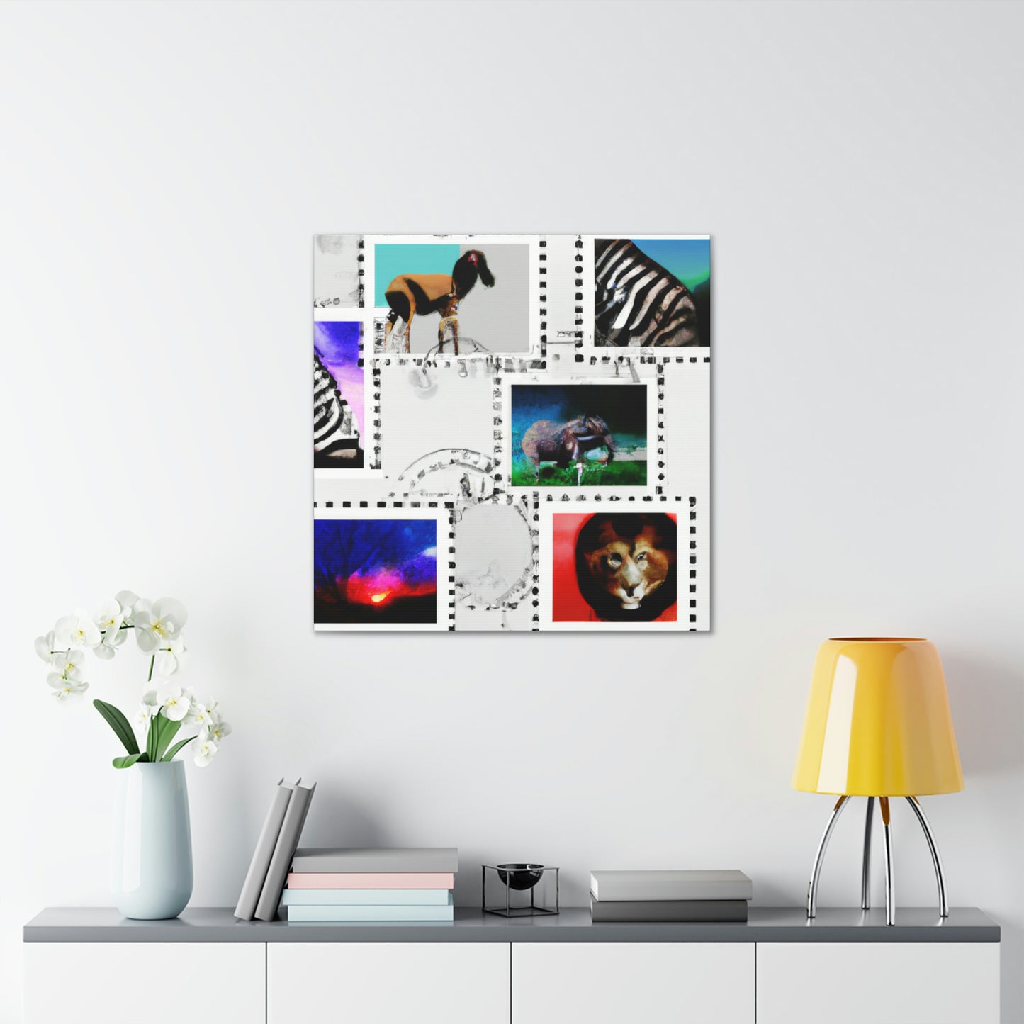 Global Emblems postage stamps - Postage Stamp Collector Canvas Wall Art