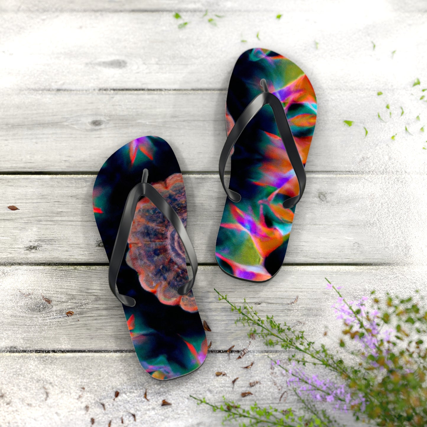 Edwina Applegate Bootmakers - Psychedelic Trippy Flip Flop Beach Sandals