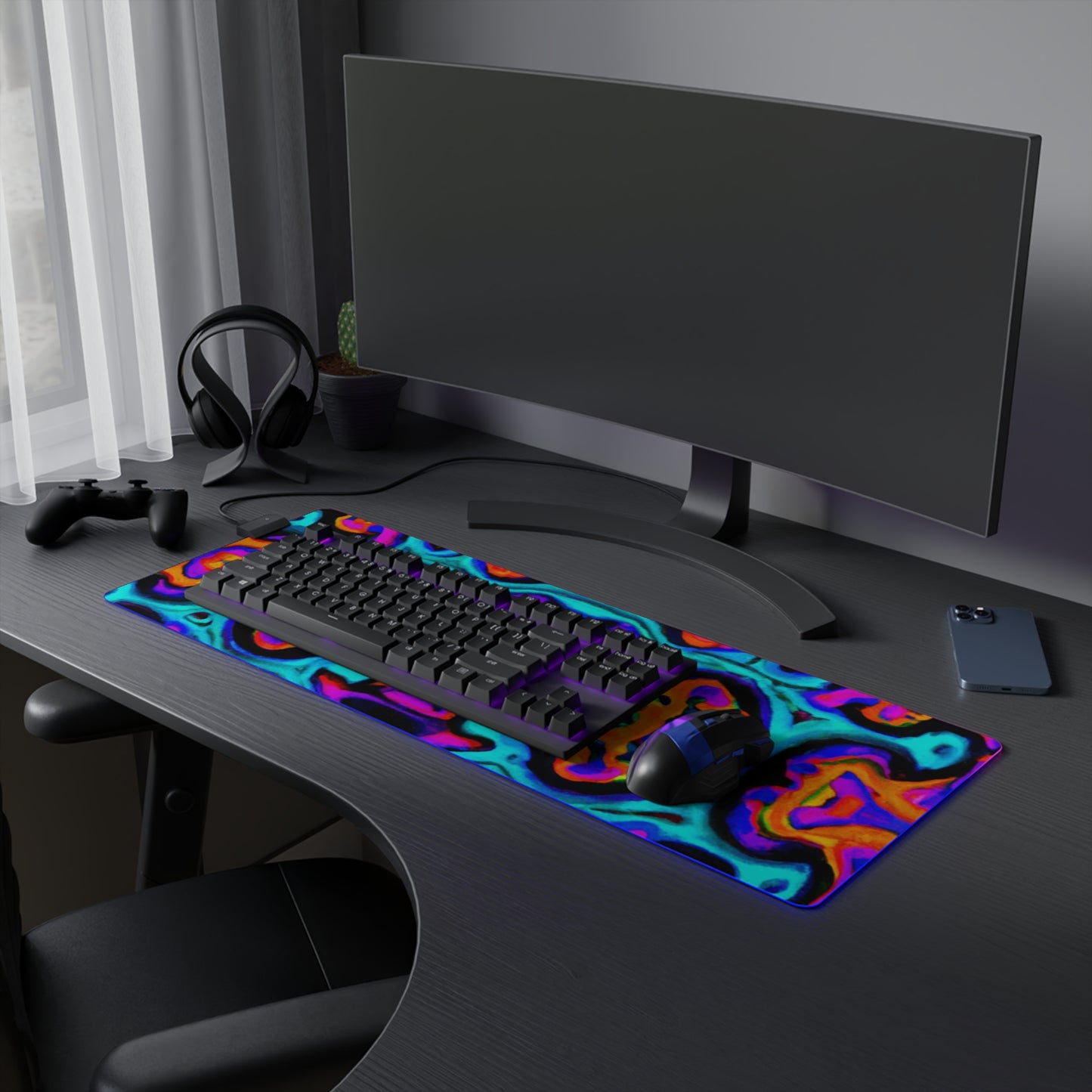 The Commander: Admiral Lucy Swift - Psychedelic Trippy LED Light Up Gaming Mouse Pad