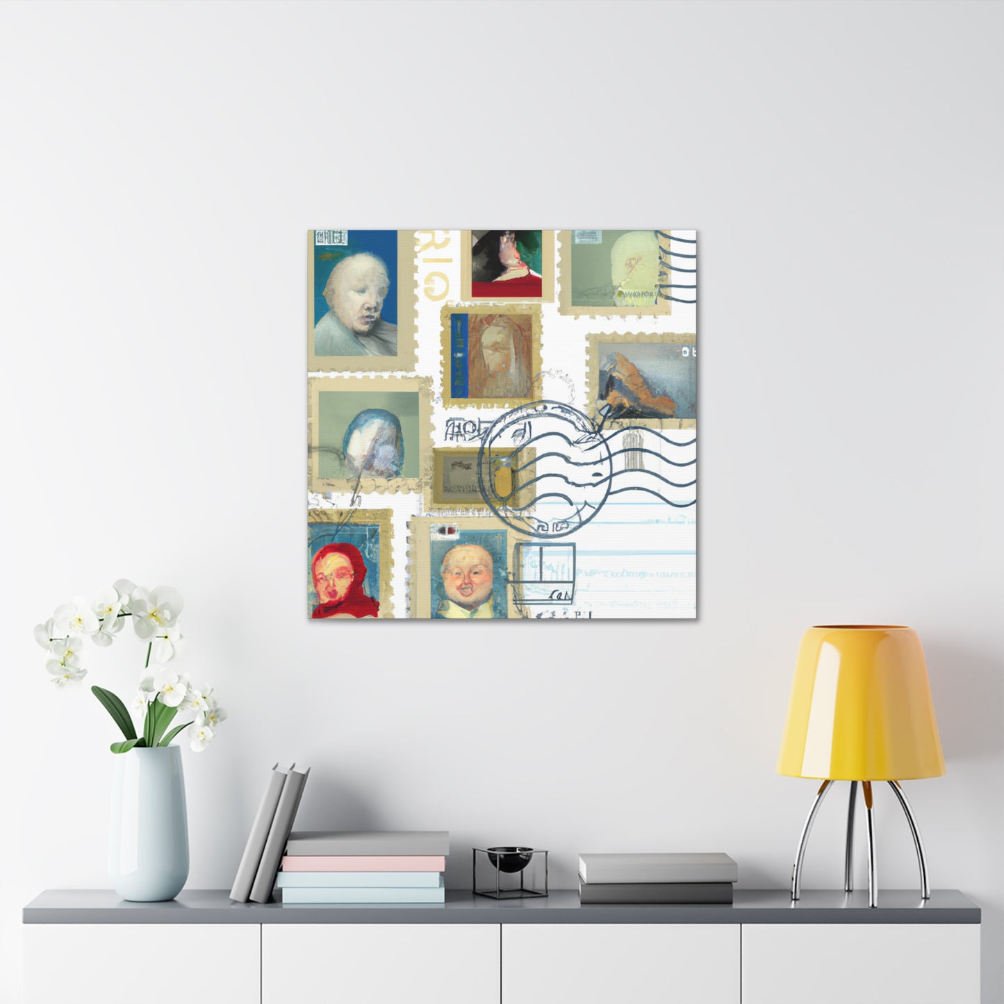 Global Landmarks Forever Stamps - Postage Stamp Collector Canvas Wall Art