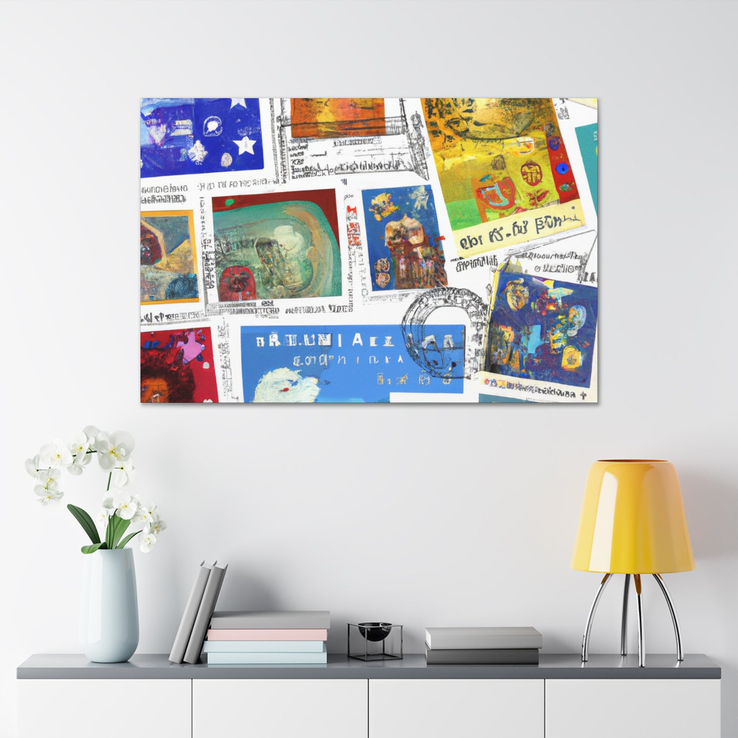 "Global Touring Stamps" - Postage Stamp Collector Canvas Wall Art