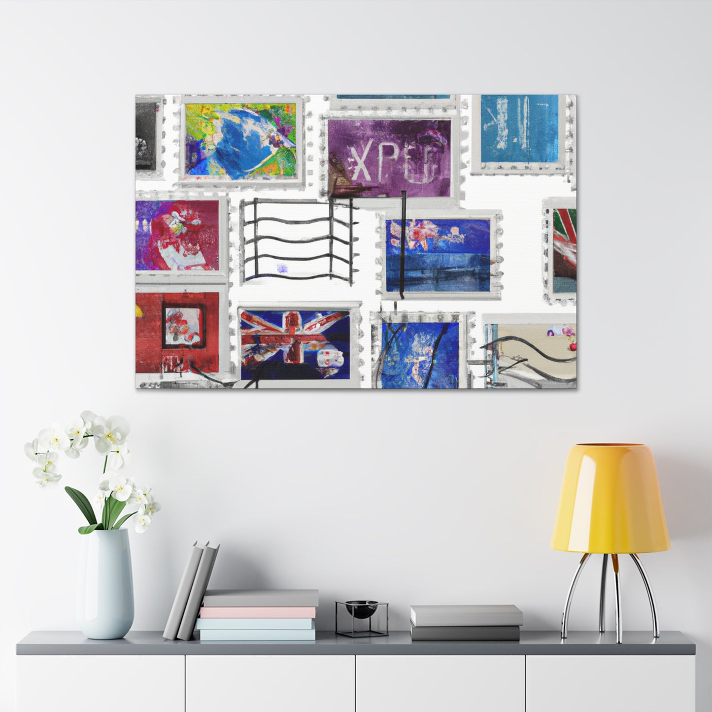 "Global Impressions: A Collection of Ancient Stamps" - Postage Stamp Collector Canvas Wall Art