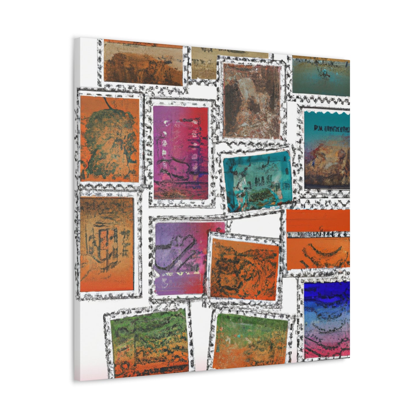 International Traveling Art Stamps - Postage Stamp Collector Canvas Wall Art