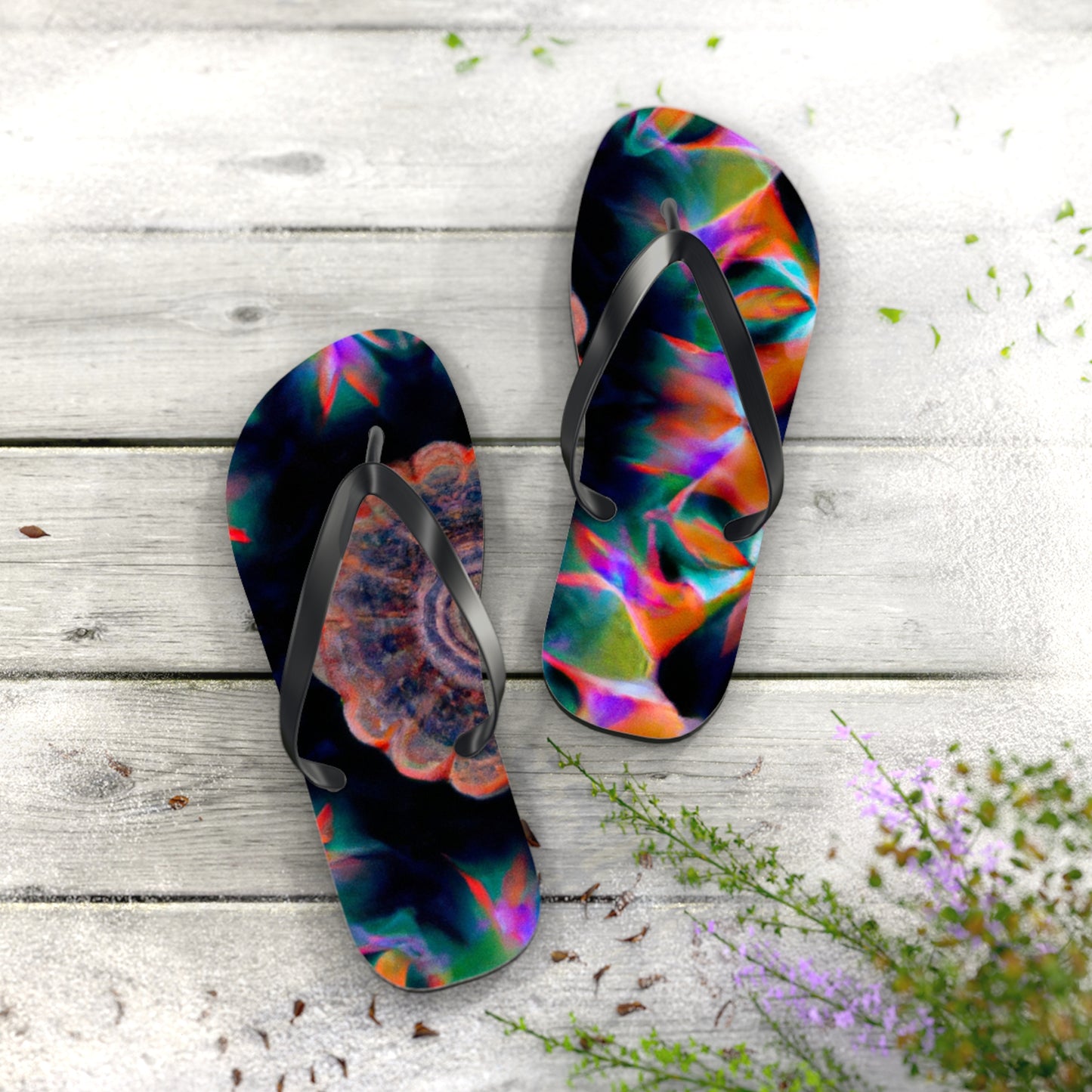 Edwina Applegate Bootmakers - Psychedelic Trippy Flip Flop Beach Sandals