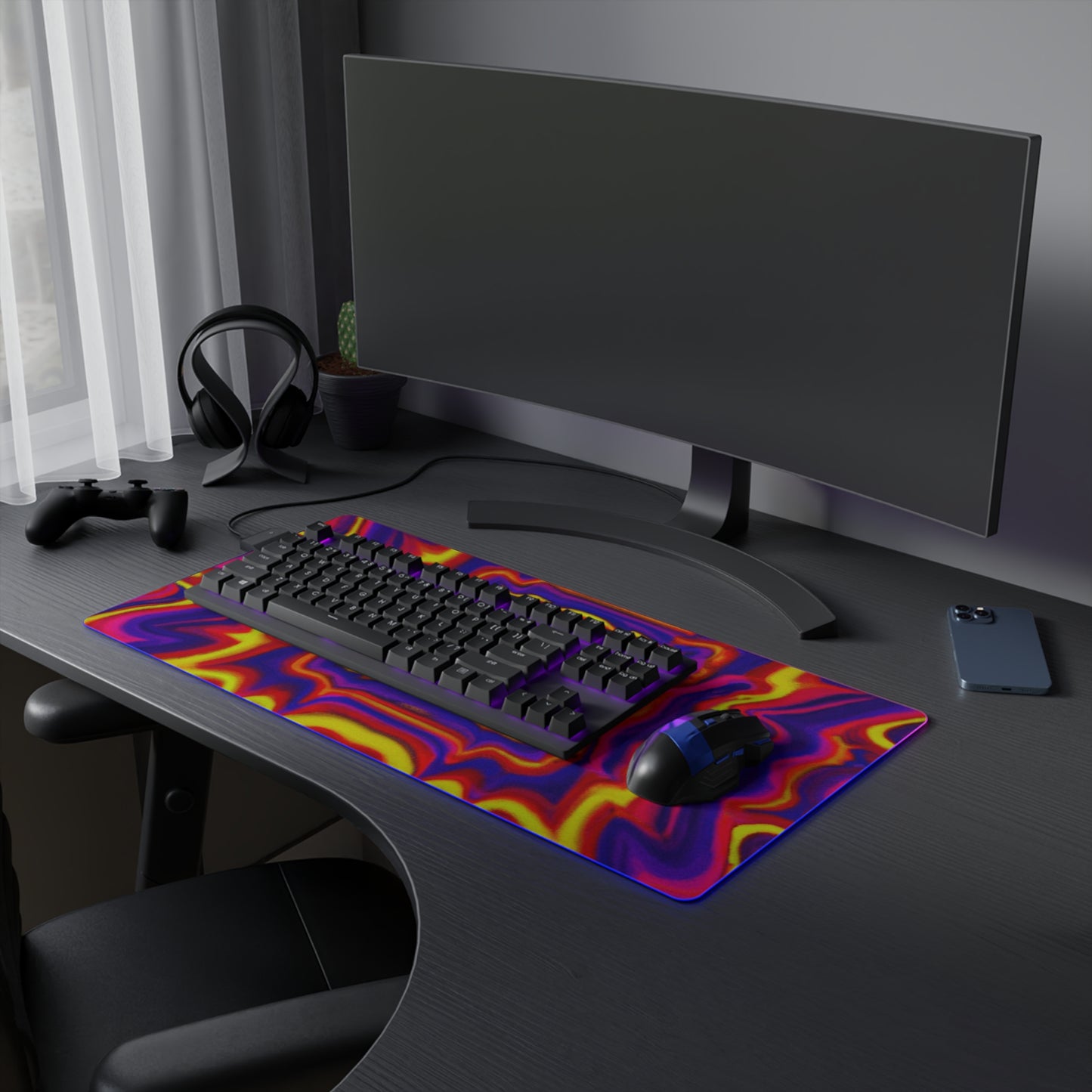 Sgt. Rockabilly - Psychedelic Trippy LED Light Up Gaming Mouse Pad